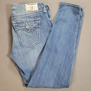 True Religion Women Jeans Size 32 Blue Legging Skinny Y2K Stretch Denim
